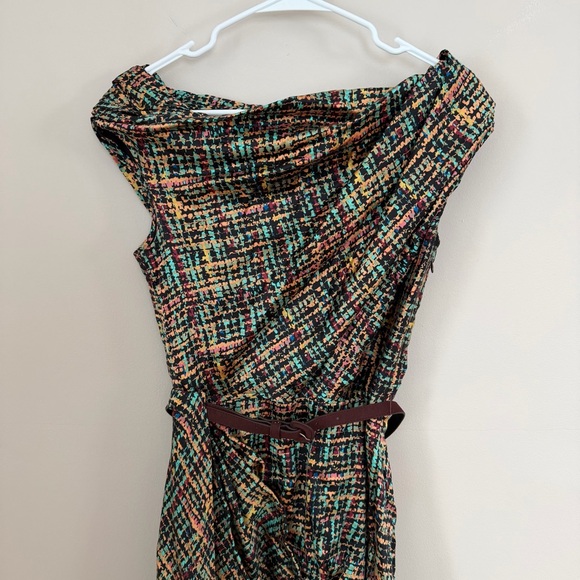 Byron Lars Beauty Mark Draped Shoulder Tweed-Inspired Silk Blend Dress – Size 4 - Picture 4 of 10